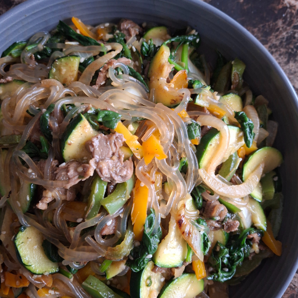 beef japchae (korean potato starch noodle&nbsp;stirfry)