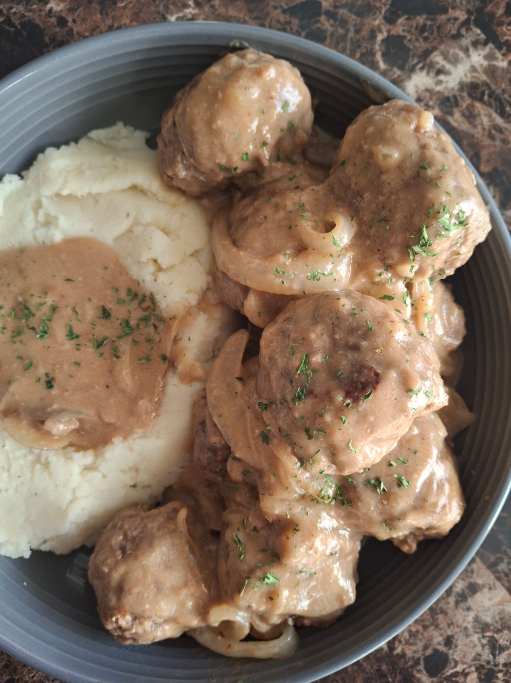 high-protein meatballs and&nbsp;gravy